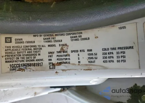 2006 Chevrolet Colorado из США, поврежденный, VIN 1GCCS136268181917